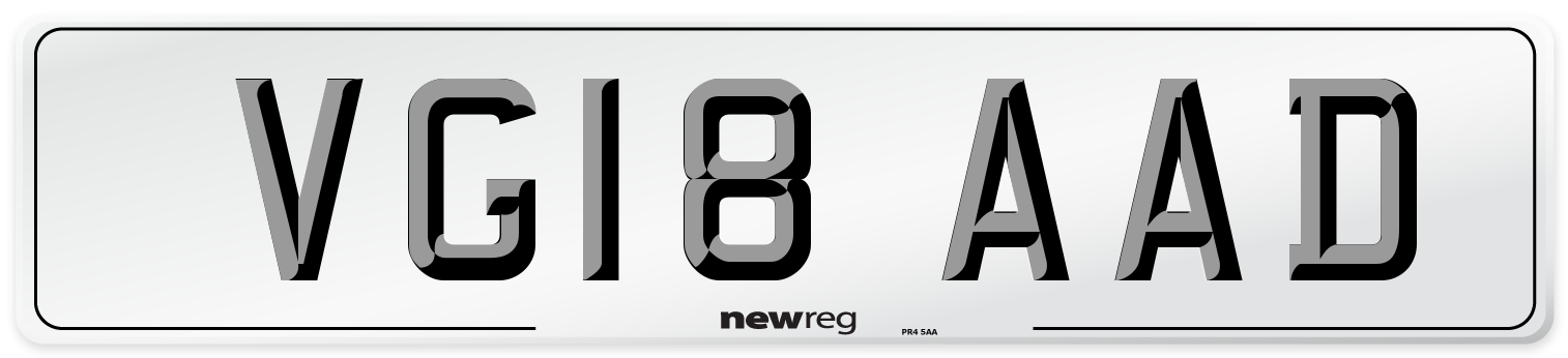 VG18 AAD Number Plate from New Reg